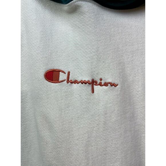 Champion Hoodie Adult XS Cream Green Reverse Weave Warm Up Heavy Sweatshirt - Picture 8 of 9